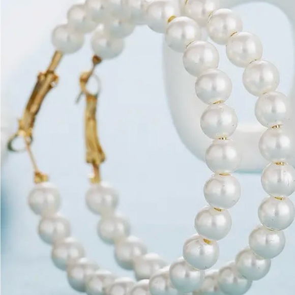 Jewelry - All Over Pearl Hoop Earrings